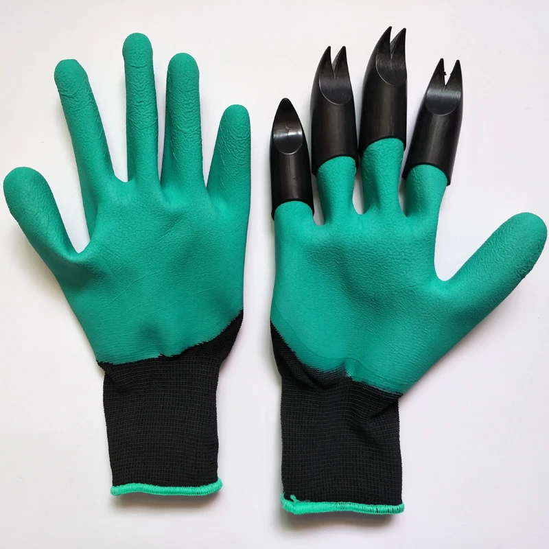 green 4 fork claws 1 пара новых садовых перчаток для садовой копки, посадки сада, Genie перчаток с 4 ABS пластиковыми когтями - Цвет: green 4 fork claws