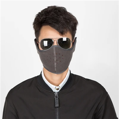 Серый Windproof Mask Activated Carbon Anti-Pollution Winter Cycling Masks Dustproof Mountain Bicycle Sport Masks Face Cover ski mask - Цвет: Серый