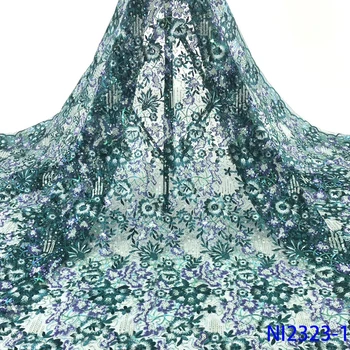 

Green Wholesale African Lace Fabric High Quality Lace French Lace Fabric Sequin Lace Fabric Beautiful Red Color