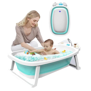 

Baby Bath Tub Temperature Control Baby Tub Reclining Thickening Bath Supplies Folding Newborn Child Bath Barrel Portable Bathtub