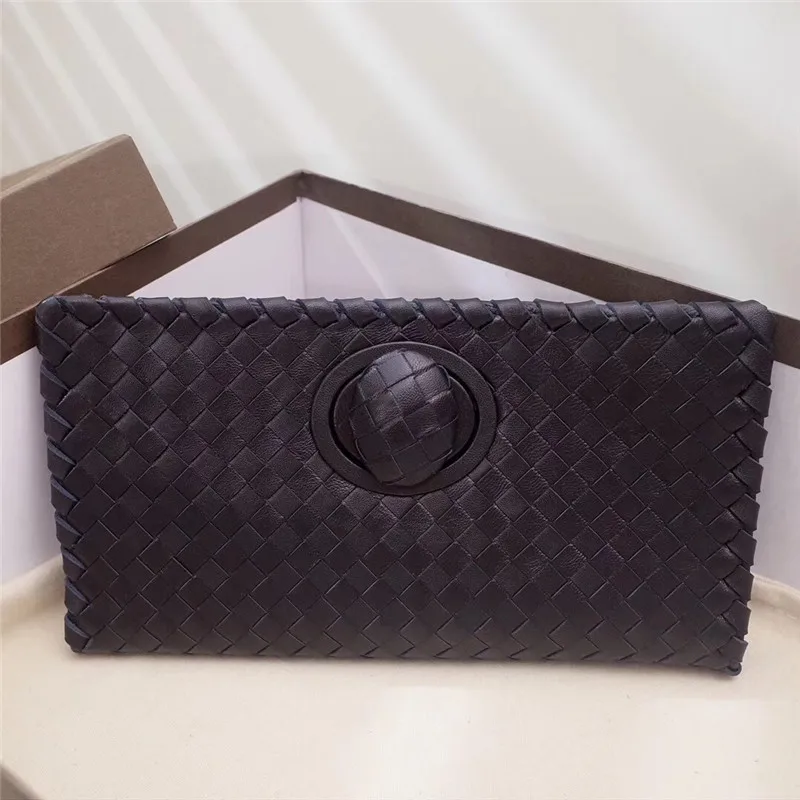 

Luxury Designer Weave Sheepskin Women Long Wallets Genuine Leather Handbags Wallets High Quality Ladies Party Cover Purse
