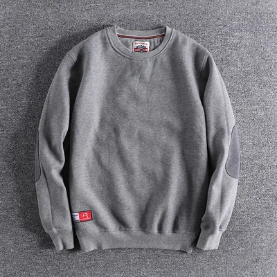 light gray Мужская осенняя и зимняя Модная брендовая винтажная хлопковая кашемировая толстовка с круглым вырезом в английском стиле, мужские повседневные пуловеры в стиле пэчворк - Цвет: light gray
