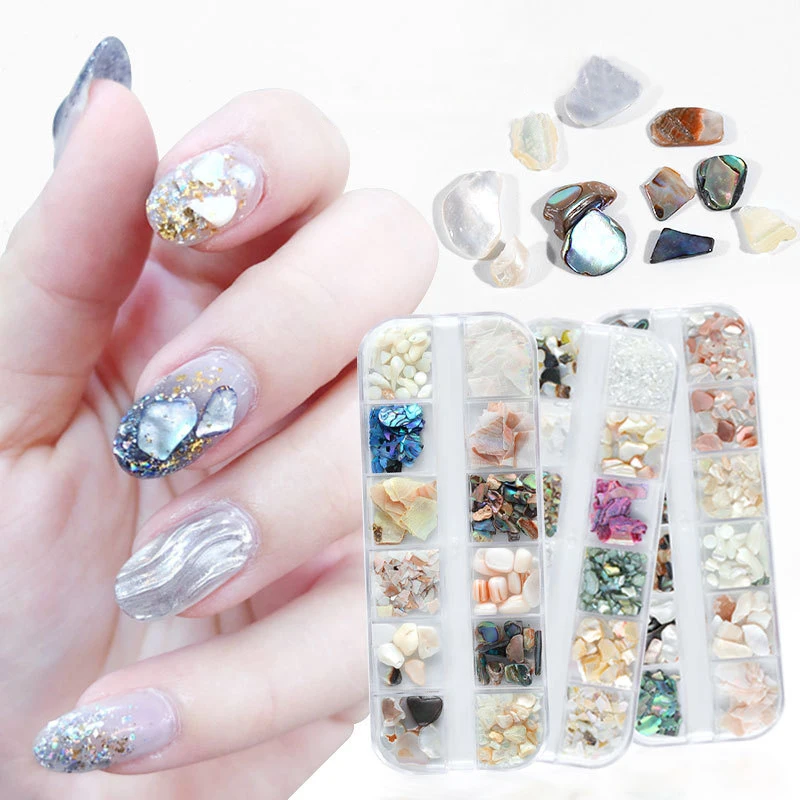 

1Box 3D Irregular Abalone Shell Nail Art Decorations Flake Slider Pearl Stone Jewelry Tips Manicure Decals For Gel Acrylic Nails