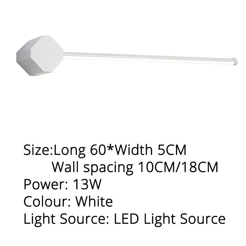 White 60x5cm 13w Современный светодиодный настенный светильник для ванной, зеркальные светильники, черно-белый цвет, для макияжа, туалетной комнаты, для помещений, водонепроницаемый светильник - Цвет абажура: White 60x5cm 13w