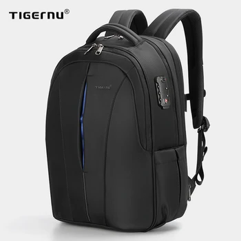 Tigernu-mochila para portátil a prueba de salpicaduras para hombre, morral para ordenador portátil de 15,6 pulgadas, sin llave, TSA, antirrobo, mochila de viaje para adolescentes