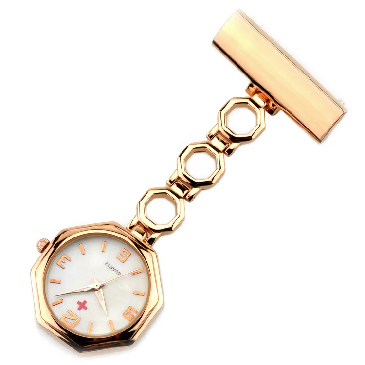 Горячая Распродажа, часы для медсестры, профессиональные медицинские часы с циферблатом, карманные брошь-часы, кварцевые карманные часы для мужчин и женщин, часы для медсестры - Цвет: rose gold