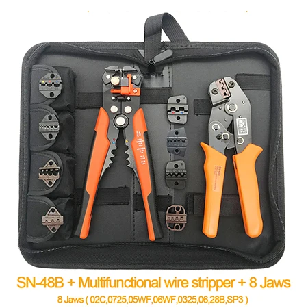 sn-48b 8 jaws toolkit crimper crimping tool for 2.54/XH2.54/5557/2.8/4.8/6.3/ tube terminal ect. wire stripper hand tool pliers - Цвет: Коричневый