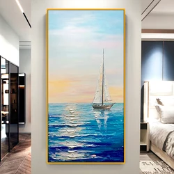 Pure Handmade Canvas Oil Painting Abstract Sunrise Wall Hanging Decoration Art Mural Living Room Bedroom Decor Artwork No Framed