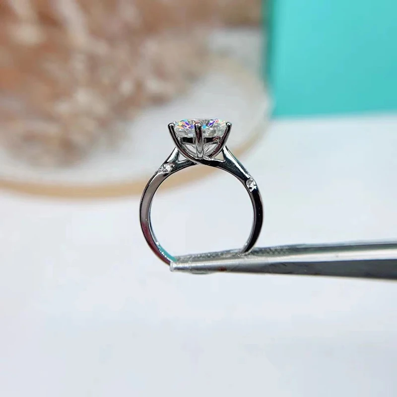 Кольцо из белого золота с муассанитом, 18 K, 6,5 мм, 8 мм, 9 мм, необычное, стильное, для помолвки, свадьбы, хорошее ювелирное изделие, DF цвет, кольцо с бриллиантом для женщин