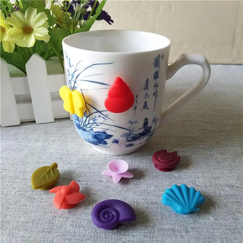8pcs/set Mini Cute Wine Glass Charms Silicone Assorted Types Wine Glass Marker Tag Bar Accessories
