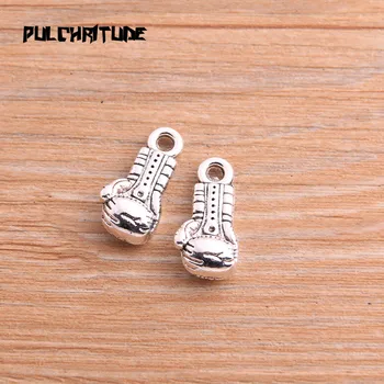 

6PCS 7*11*22mm Antique Silver color color Color Sport Charms Boxing Gloves Pendant Jewelry Metal Alloy Jewelry Marking
