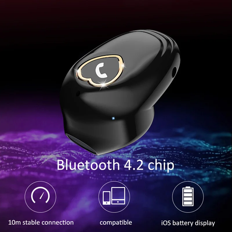 Мини-стерео Bluetooth наушники, сверхвесовой сабвуфер, беспроводная гарнитура, Bluetooth наушники, невидимые вкладыши для Ios для Xiaomi