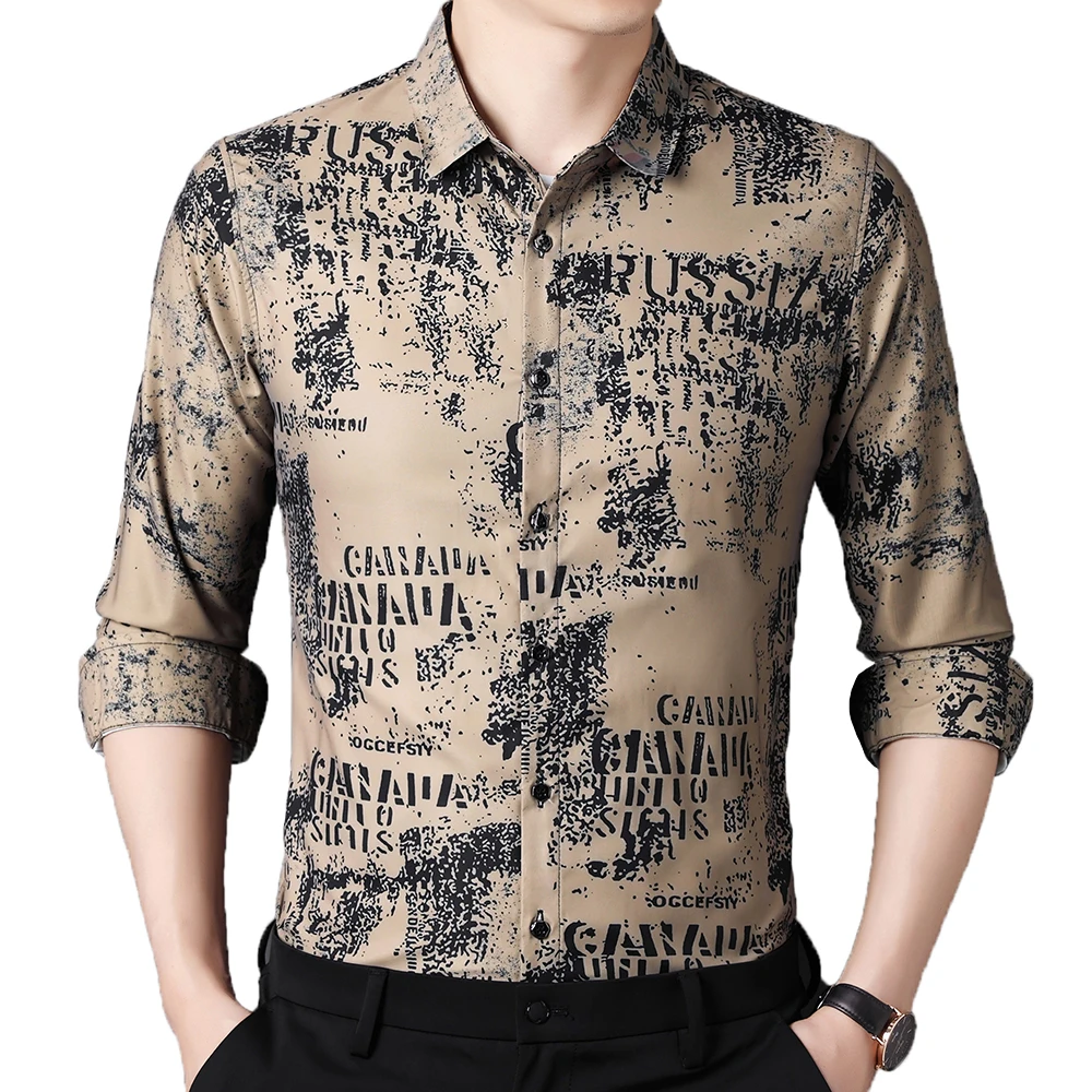 2021 Designer Fashion Long Sleeve Mens Clothing Luxury Print Hawaii Shirt for Men Shirts Vintage Streetwear Jerseys Dress 1116 | Мужская
