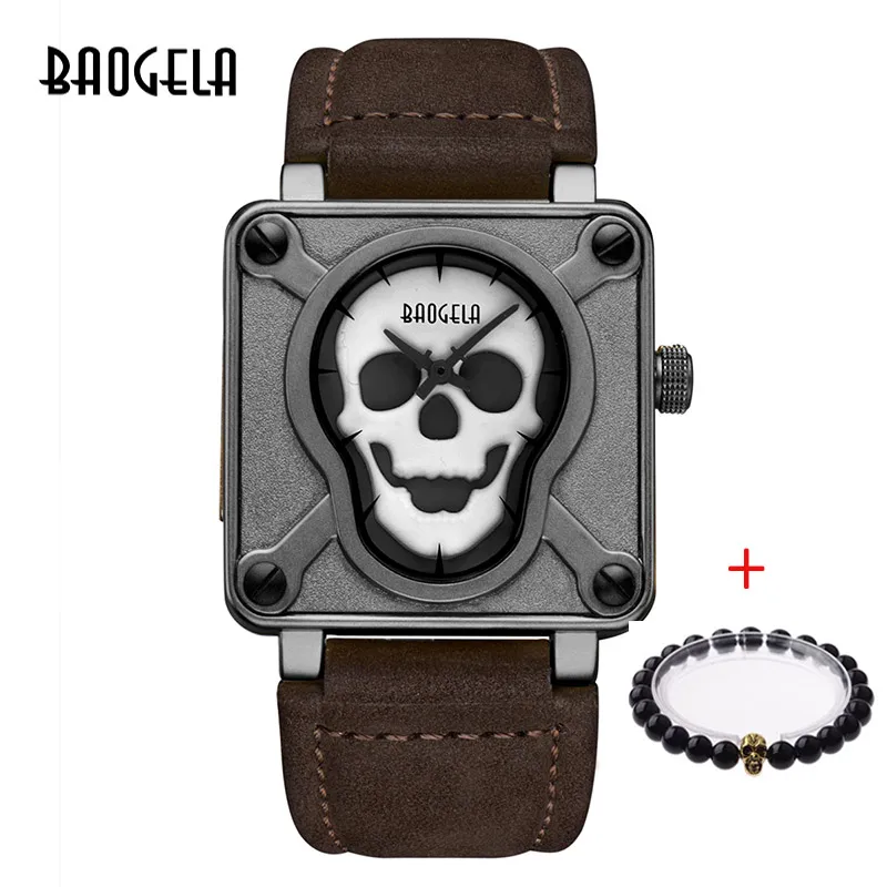 BAOGELA Skull часы модные светящиеся Priate Skull кварцевые часы водонепроницаемые наручные часы Relogio Masculino 1701