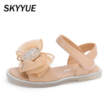 

Summer Kids Beach Sandals Children Bow Mesh Shoes Baby Girls Princess Sandals Rhinestone Soft Sandals Sweet Dress Shoes 2020 New