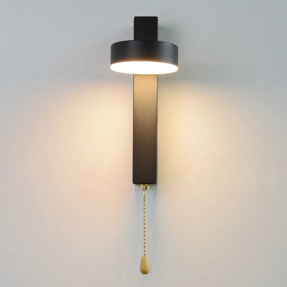 

LED wall lamp with switch adjustable 3 kinds of color temperature Nordic bedside wall lamps bedroom living room LED wall light