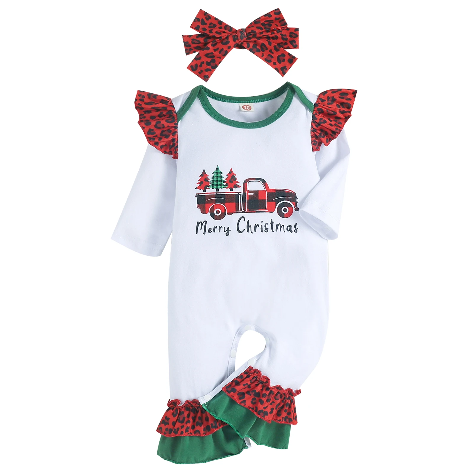 InfantBabyGirlsChristmasClothesSetWhiteLongSleeveRoundCollar