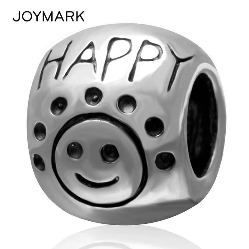 

Don't Worry Be Happy Face 925 Sterling Silver Beads Fit European Charm Bracelets Necklaces Jewellery SAPB3142