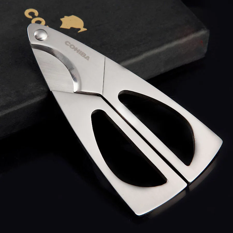 COHIBA двойные 2 ножи из нержавеющей стали посеребренный резак для сигар карманные гаджеты устройство для резки сигар нож кубинские сигары ножницы 345