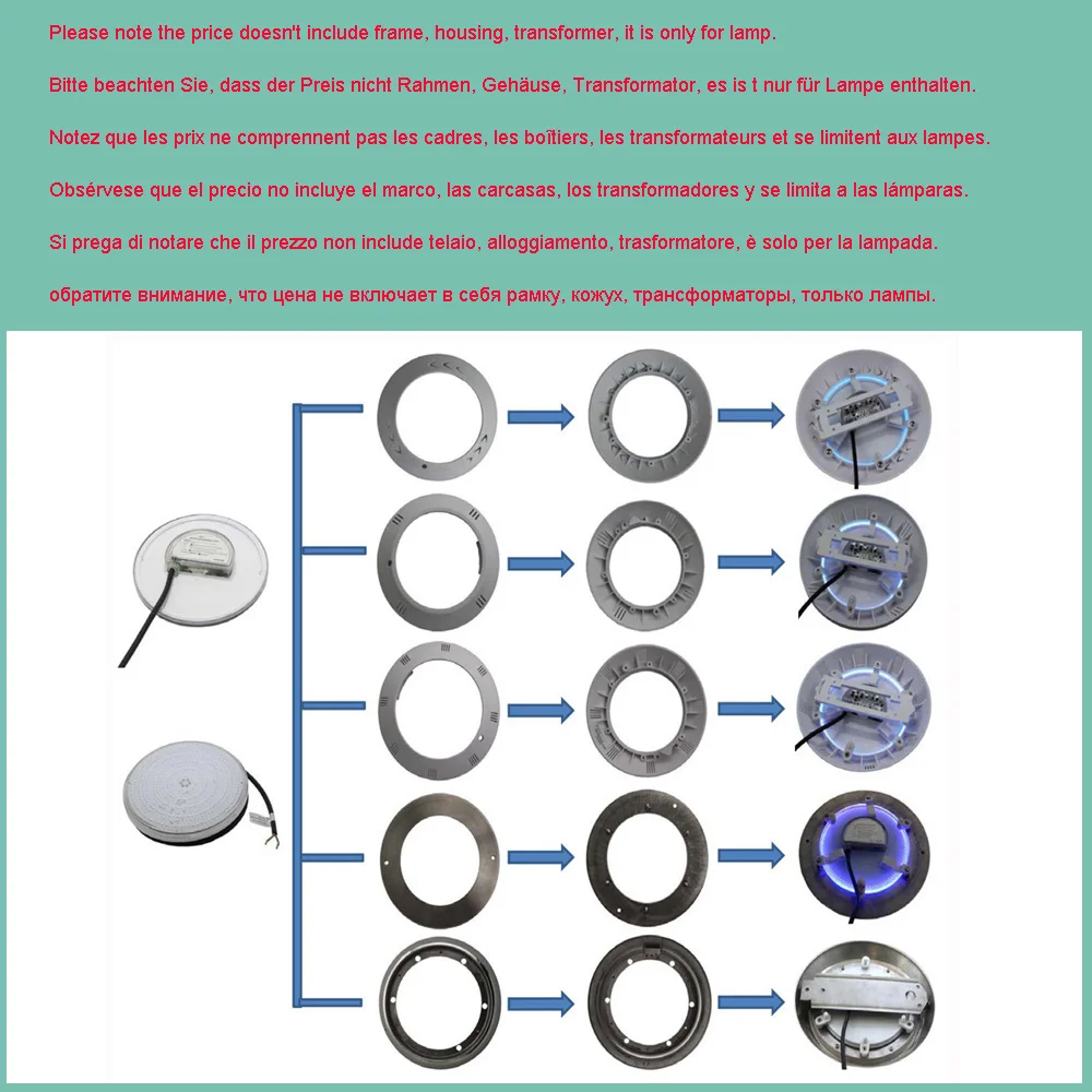 Luz alemana rellena de resina para piscina, 18W, RGB, interruptor sincrónico, apagado/encendido, halógeno, PAR56, repuesto, Blanco cálido