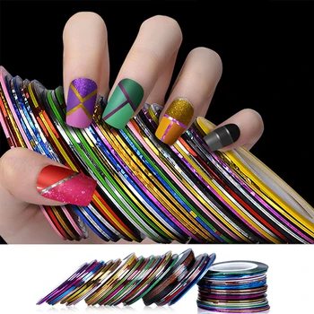 

Nail Glitter Gold Silver Silk Stripes Lines Sequins Magic Effect Chrome Gold Sil Mirror Powder Aluminum Foil Flakes Decoration
