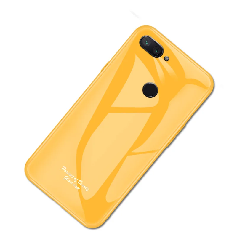 Macaron стеклянный чехол для Xiaomi Mi 8 Lite, Модный милый ударопрочный задняя крышка для Xiaomi Mi 8 Explorer, задняя крышка для телефона - Цвет: Цвет: желтый