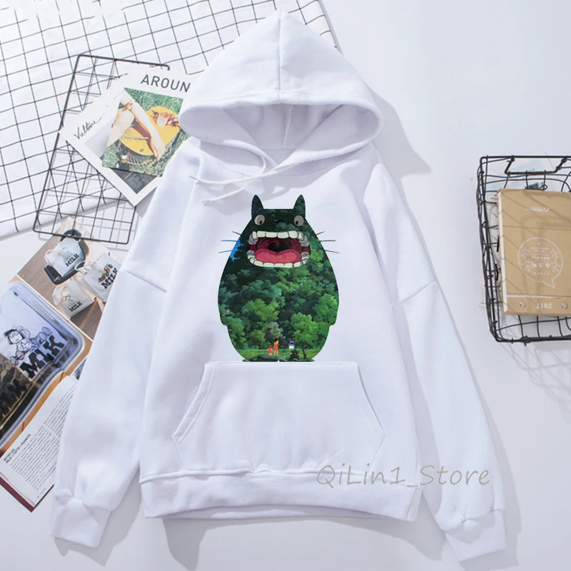 Totoro hoodies women Studio Ghibli Harajuku Kawaii Hoodie men Ullzang Cute Funny Anime Sweatshirts 90s Graphic Hoody unisex - Цвет: 82605 M