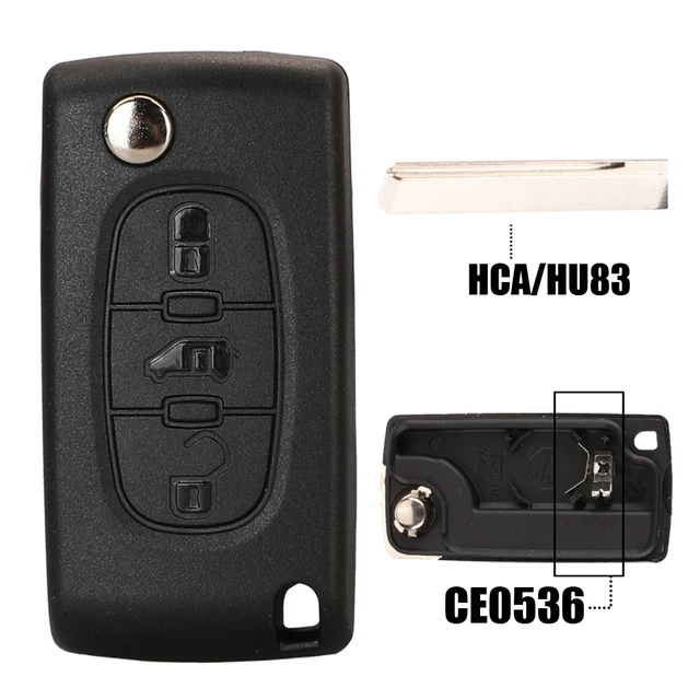 Jingyuqin Remote Flip Car Key Shell For Peugeot 206 408 1/2/3/4/5/6/807 Partner Citroen C1/2/3/4/5/6/7/8 Xsara Picasso CE0523/36 3B Suv HU83 CE0536
