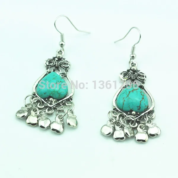 

ek82-13---Dangle Drop Earring with Apple 1 Pair Stone Women Jewelry Factory Price Vintage Antique Silver Wholesaler