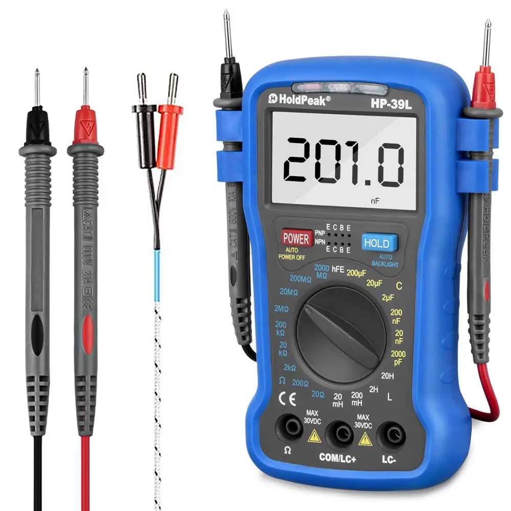 HoldPeak HP-39L Backlight LCD Digital LCR Meter Resistance Capacitance Inductance Tester Transistor hFE Tester