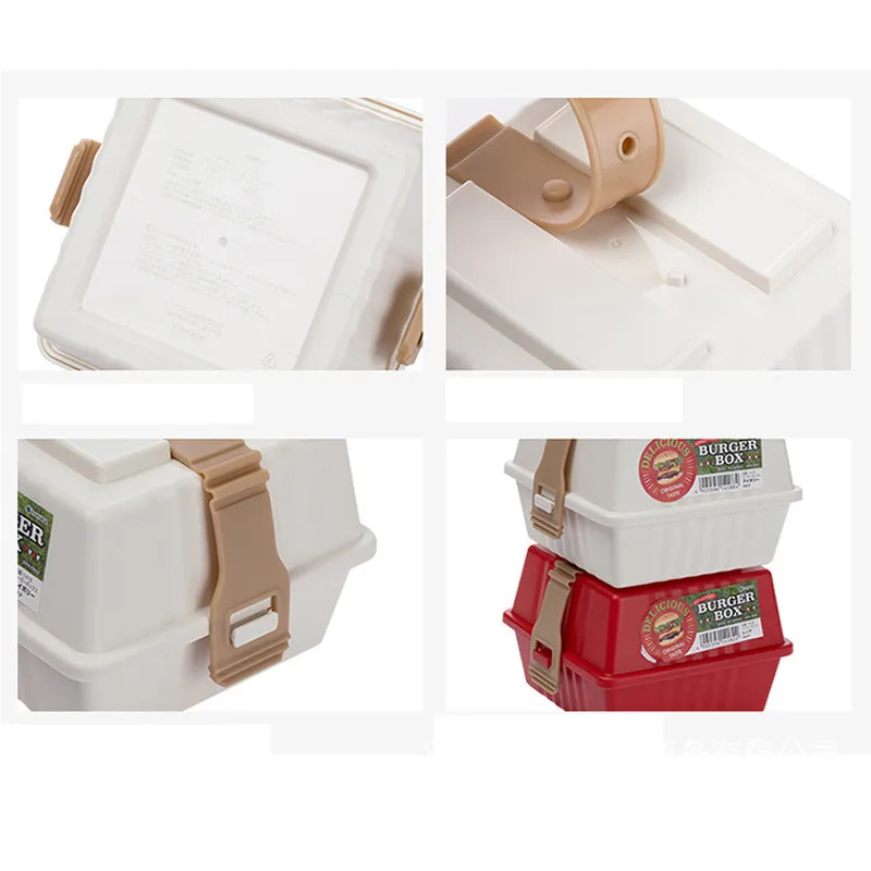 BPA-Free пластиковый Ланч-бокс для сэндвича гамбургера 1 шт. Bento box контейнер для еды с крышкой для детей портативный для пикника школы