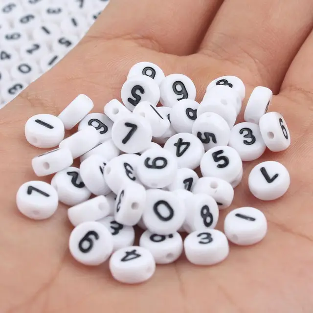 Mixed Letter Acrylic Beads Round Flat Alphabet Digital Cube Loose Spacer Beads For Jewelry Making Handmade Diy Bracelet Necklace 4x7mm Digital