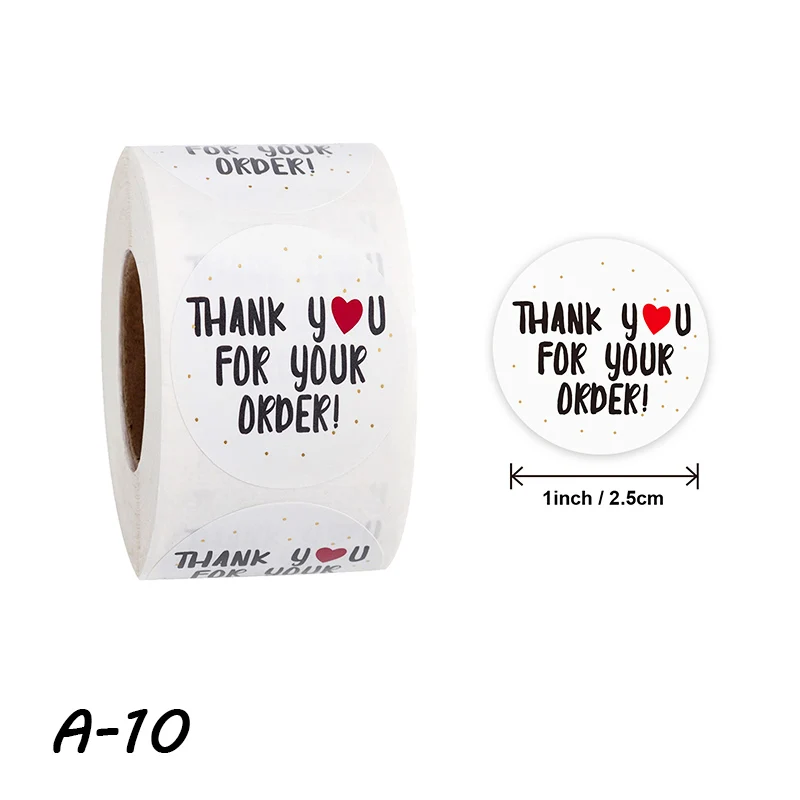 Thank You Stickers 500pcs/roll Handmade Sticker Circle Stationery thank you for your order Seal Labels thank you stickers