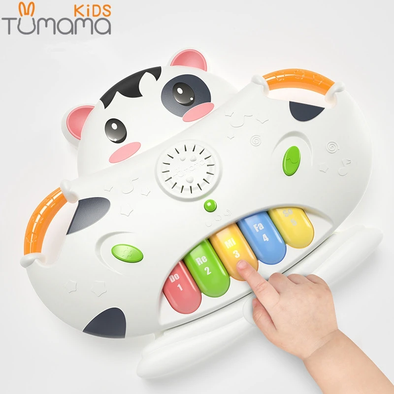 Детские музыкальные пианино TUMAMA, детские инструменты для ребенка, игрушки для малышей, Обучающие песни, форма коровы хомяка, геометрические блоки, сортировка