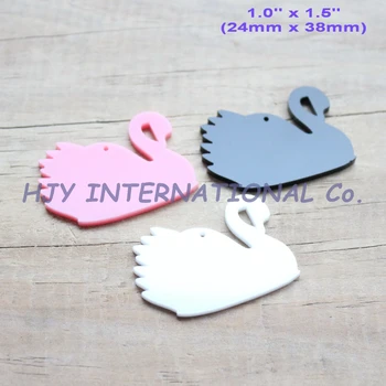 

(3colors,30pcs/lot) 38mm Acrylic Swan Arts Jewelry Accessories,Pink, Black ,White 1.5" -AC1282KO