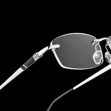 Высококачественные роскошные деловые ультра-светильник из сплава, очки без оправы для близорукости, металлические близорукие очки, оправа для мужчин, очки для близорукости