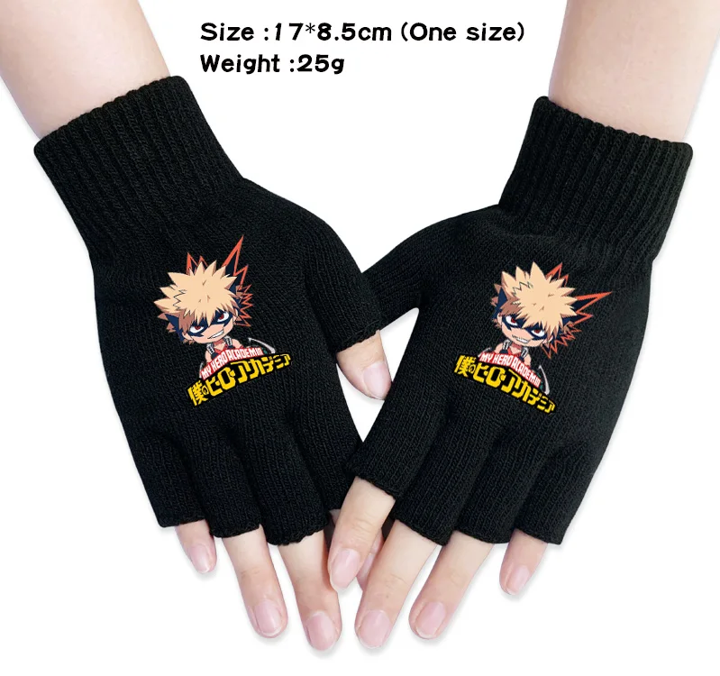 Аниме Boku No My Hero Academy Todoroki Shoto перчатки My Hero Academy Мультяшные перчатки варежки Зимние теплые вязаные перчатки на полпальца