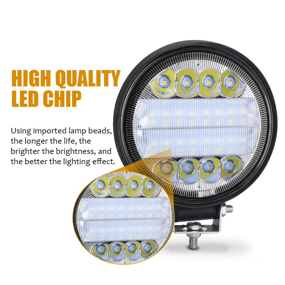 72W Led Work Light Bar Square Round Spotlight DRL Car Light For 4x4 SUV ATV Truck Excavator