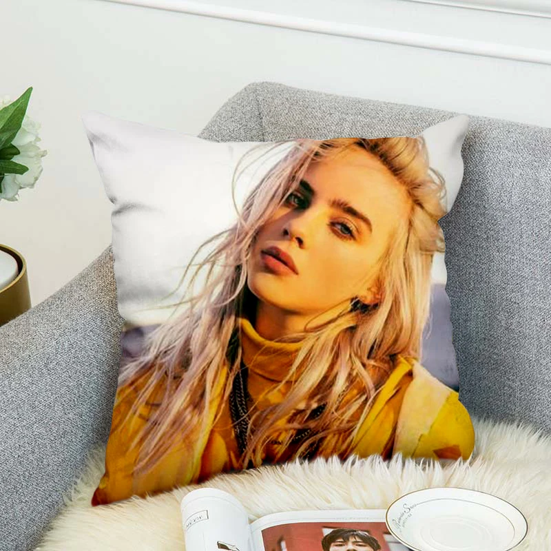 billie eilish Pillow Case Polyester Decorative Pillowcases Throw Pillow Cover style-4