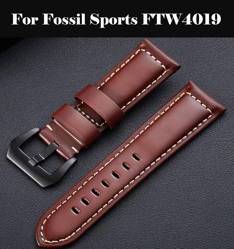 

20 22 26 MM Genuine Leather watch band smart watch accessories bracelet strap band For Fossil Sports FTW4019