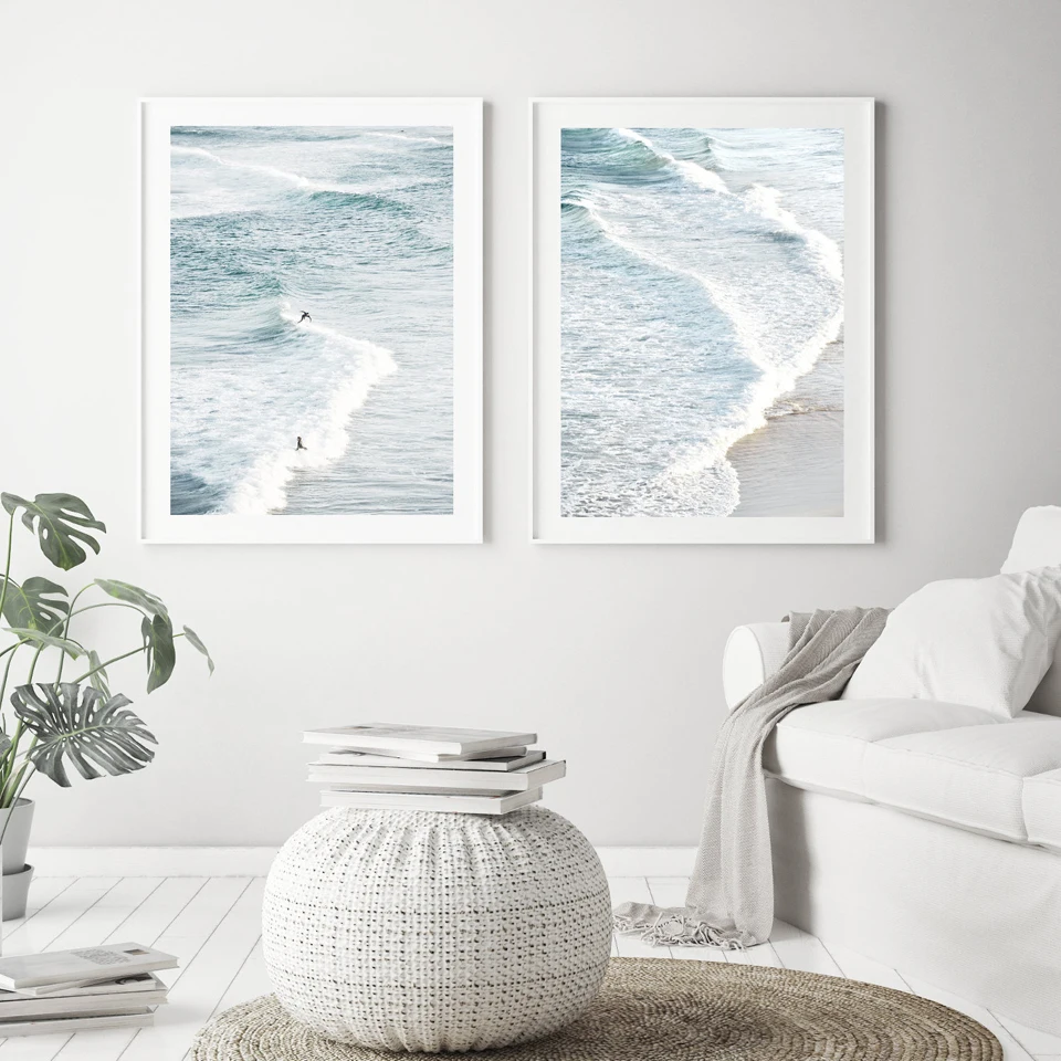 

Beach Coastal Landscape Posters Prints Large Ocean Blue Wave Surf Wall Art Canvas Painting Photography Picture Office Home Decor
