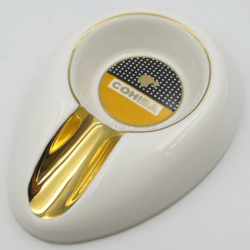 White 1 COHIBA керамическая круглая для сигарет Пепельница карманная 1 держатель для путешествий креативные пепельницы для дома и путешествий с подарочной коробкой - Цвет: White 1