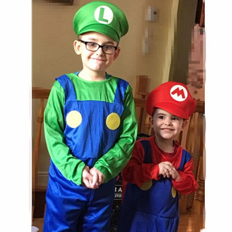 Disfraces divertidos de Anime para niños de 4 a 12 años, disfraz de Super Marie, Luigi Brother, mono de Cosplay promocional| | - AliExpress