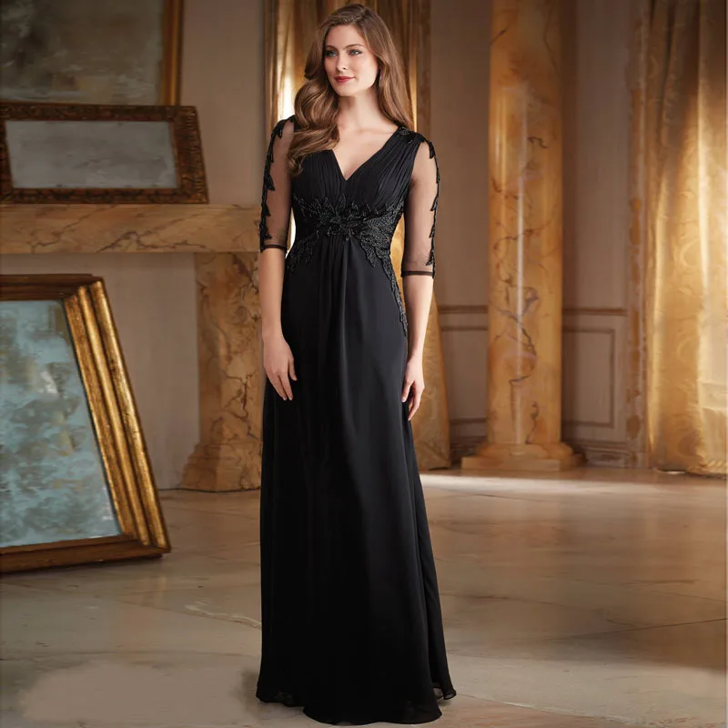 2016 Vintage Lange A-lijn Chiffon Wedding Party Gown Chiffon Kralen Geplooide Mom Jurken Sexy Moeder Van De Bruid Jurken 2016 Vintage Lange A-lijn Chiffon Wedding Party Gown Chiffon Kralen Geplooide Mom Jurken Sexy Moeder Van De Bruid Jurken