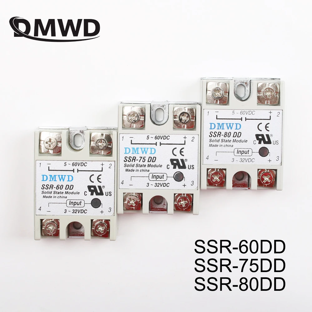 Твердотельное реле SSR-60DD SSR-75DD фактически 3-32V DC TO 5-60 SSR твердотельное с радиатором |