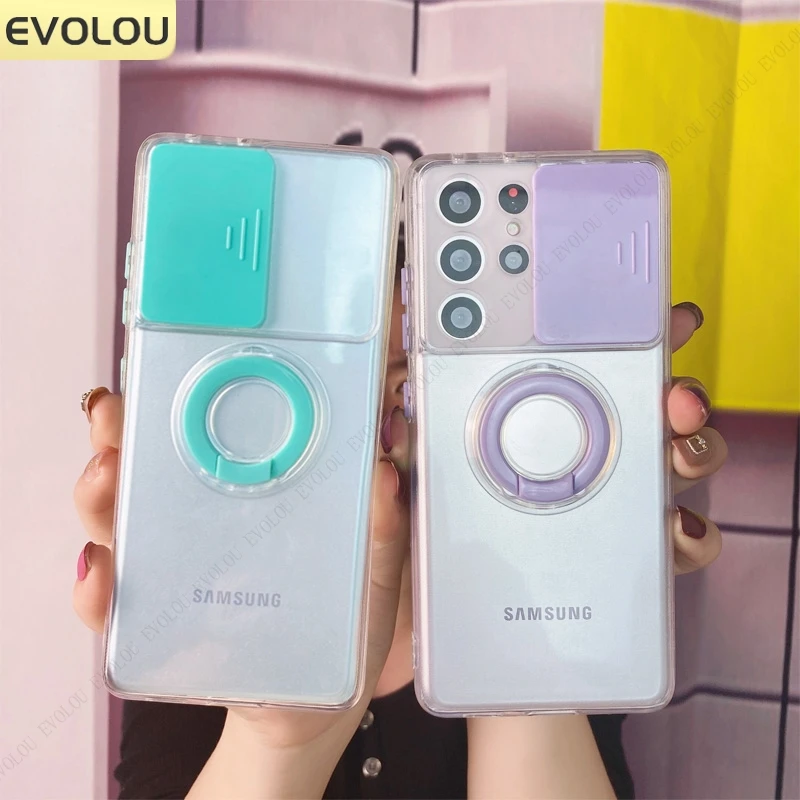 Чехол с кольцом-держателем для камеры Samsung Galaxy S21 Ultra раздвижная Крышка объектива