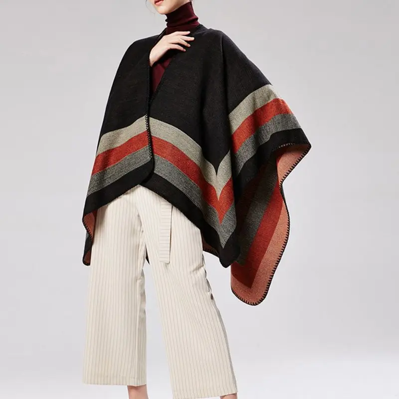 Bohoartist Осень Женская мода полосатый шарфы с имитацией под кашемир женский Boho накидка Топы