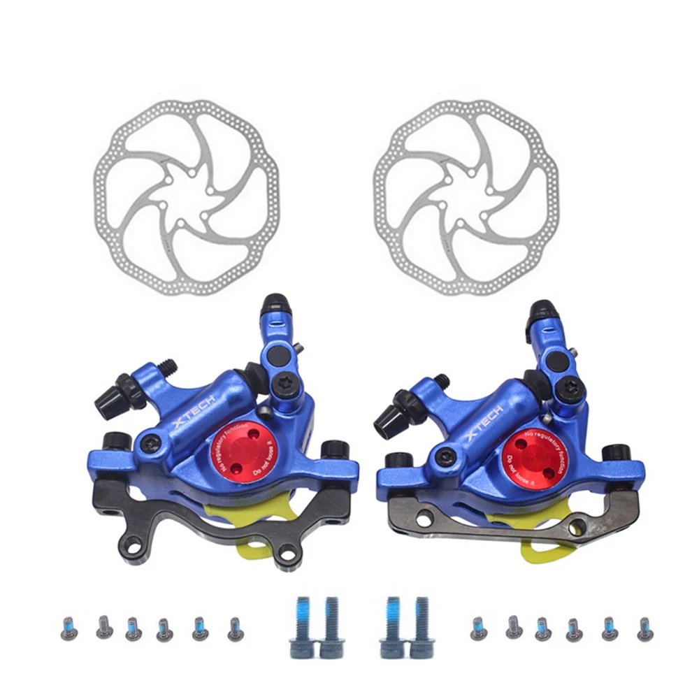 ZOOM HB-100 MTB велосипедный тормоз HB100 велосипедные тормоза суппорт w роторы запчасти для велосипеда гидравлический поршень двусторонний w v-тормоз рычаг - Цвет: Blue pair and Disc