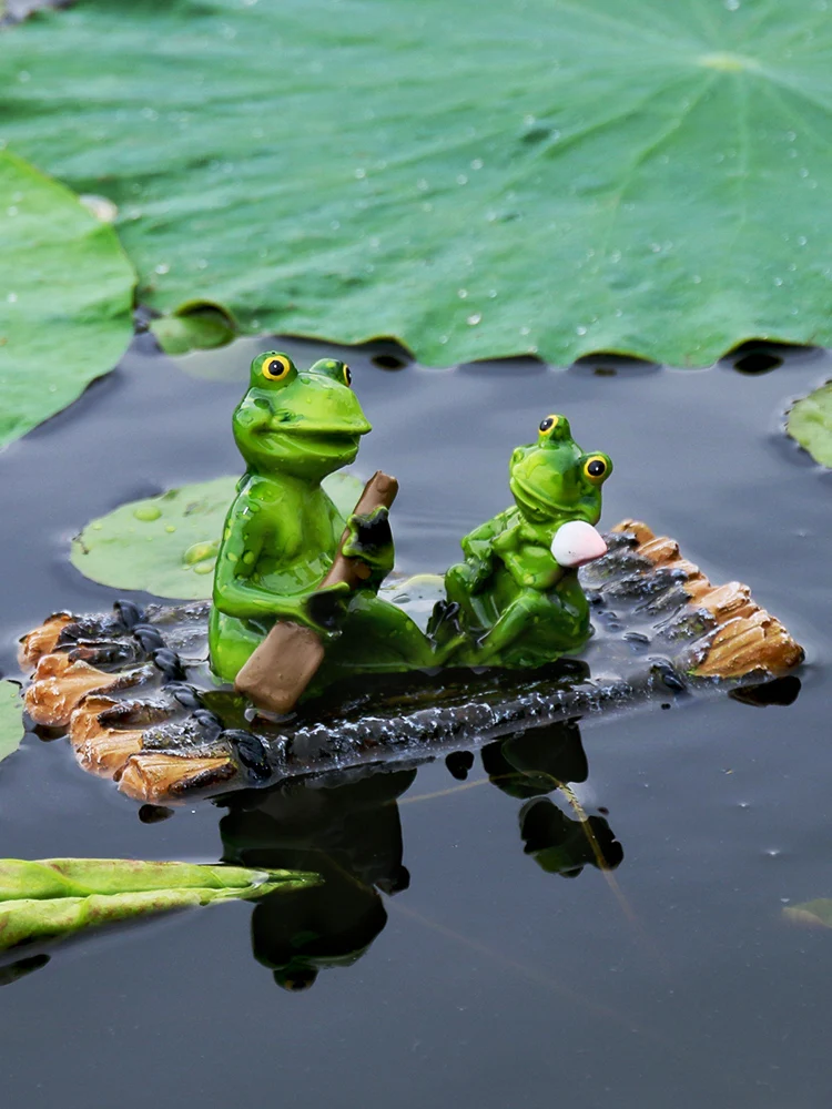 

Articles of Artificial Animal Bamboo Platoon Frog Resin Ornament Garden Decoration Courtyard Pond Floating Aquarium Landscaping