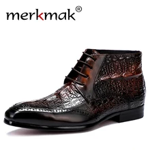 Merkmak/мужские Ботильоны; ботинки «Челси» из натуральной коровьей кожи; модная обувь на шнуровке; мужские вечерние и свадебные ботинки; botas hombre; большие размеры